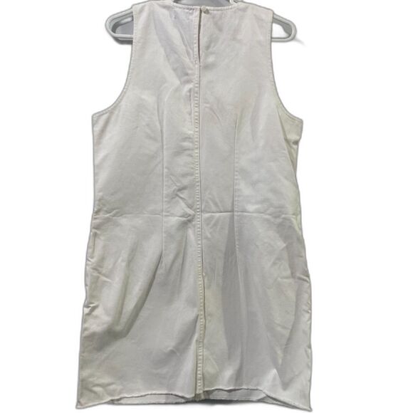 J.Crew White Wash Denim Sleeveless Shift Dress Pockets Round Neck Size 10 NWT - Picture 3 of 7